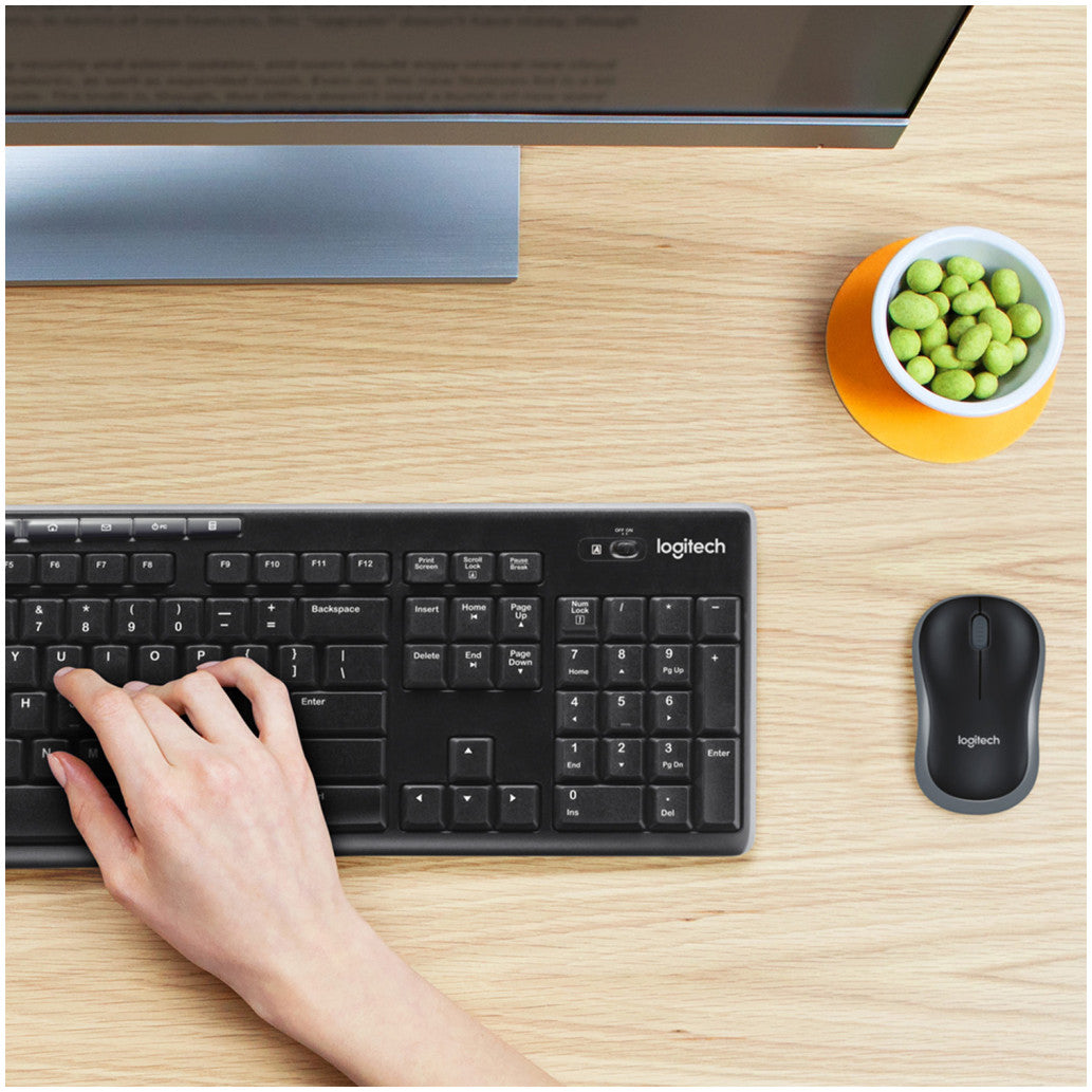 Tipkovnica in miš Logitech brezžična desktop MK270 US international črna (920-004508)