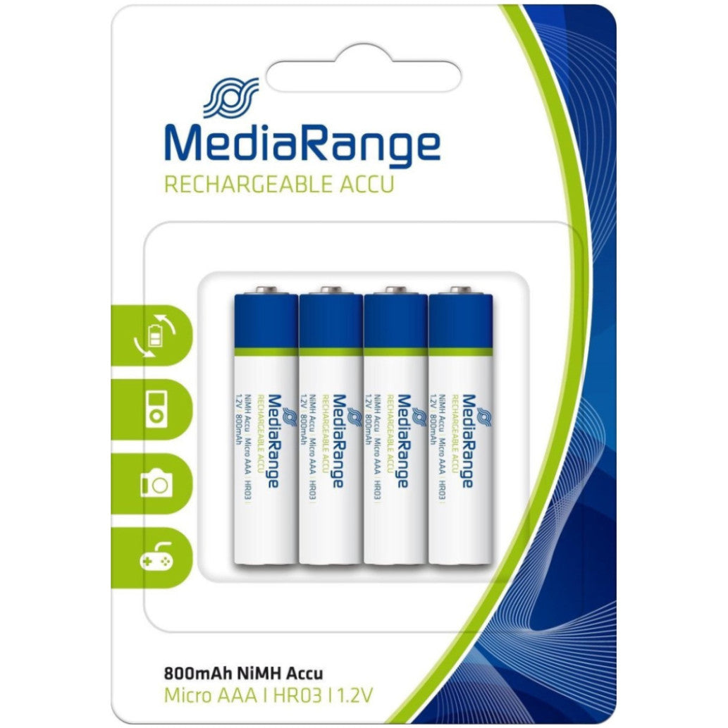 Baterijski vložek MediaRange MRBAT120 1,5V AAA/LR03 4 kos Polnljive Alkalne (113187)