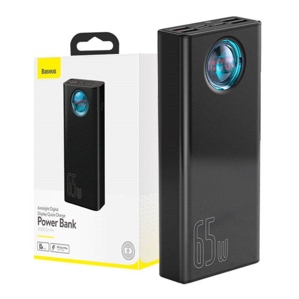 Prenosna baterija Baseus Ambilight 30.000mAh 65W 4xUSB-A 1xUSB-C črna (PPLG000101)