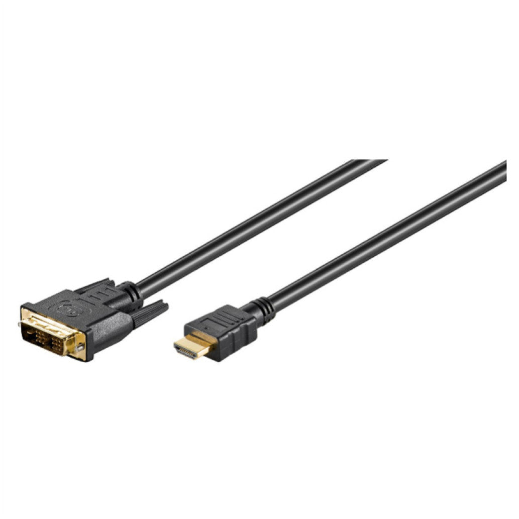 Kabel HDMI(m) => DVI-D(m) 2,00m pozlačen črn Goobay (51580)