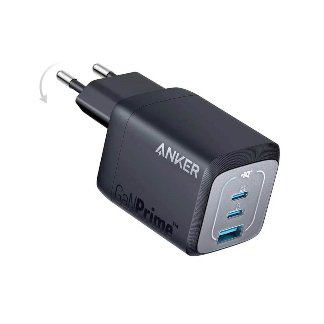 Hišni polnilec 100-240V => 1x USB-A (ž) 2x USB-C 67W za mobilni telefon ali tablični računalnik Anker Prime GaN črn (A2669313)