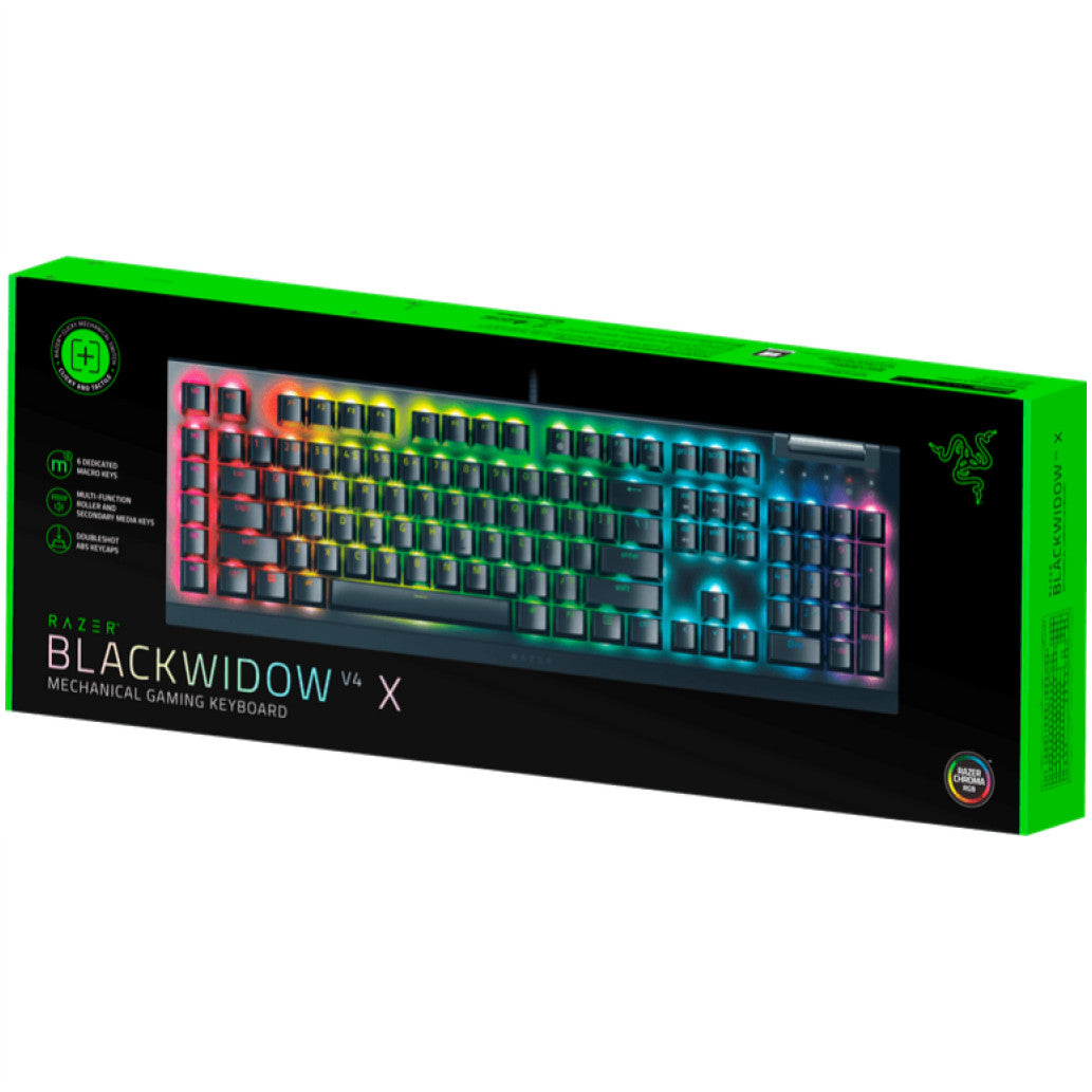 Gaming Tipkovnica Žična Razer BlackWidow V4 X US | SLO gravura črna RGB zelena stikala (RZ03-04700100-R3M1)