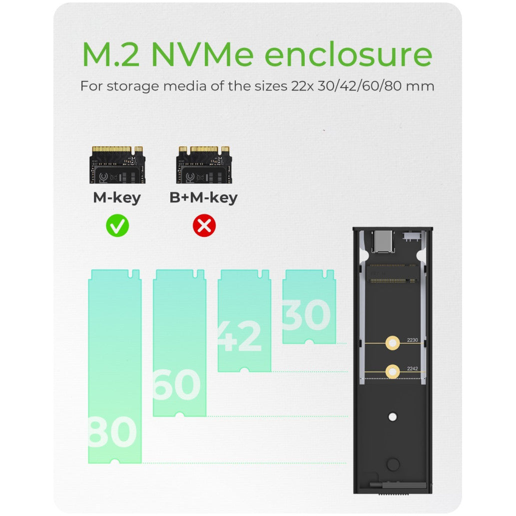 Ohišje za SSD disk M.2 => USB-C PCIe NVMe 3.2 10Gb/s Icy-Box - zaščito pred pisanjem (IB-1807MT-C31)