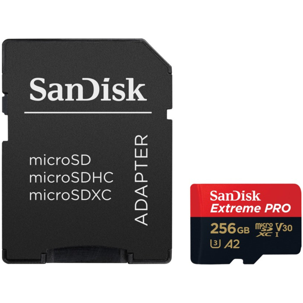 Spominska kartica microSDXC 256GB Sandisk Extreme Pro 200MB/s/140MB/s U3 V30 UHS-I A2 +adapter (SDSQXCD-256G-GN6MA)
