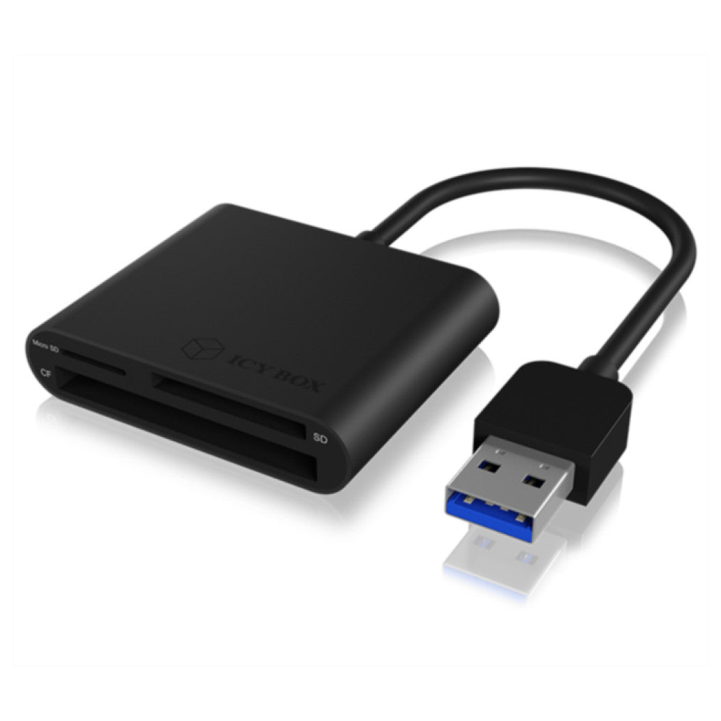 Zunanji čitalec kartic Icy Box USB3.0 za SD microSD CF črn (IB-CR301-U3)