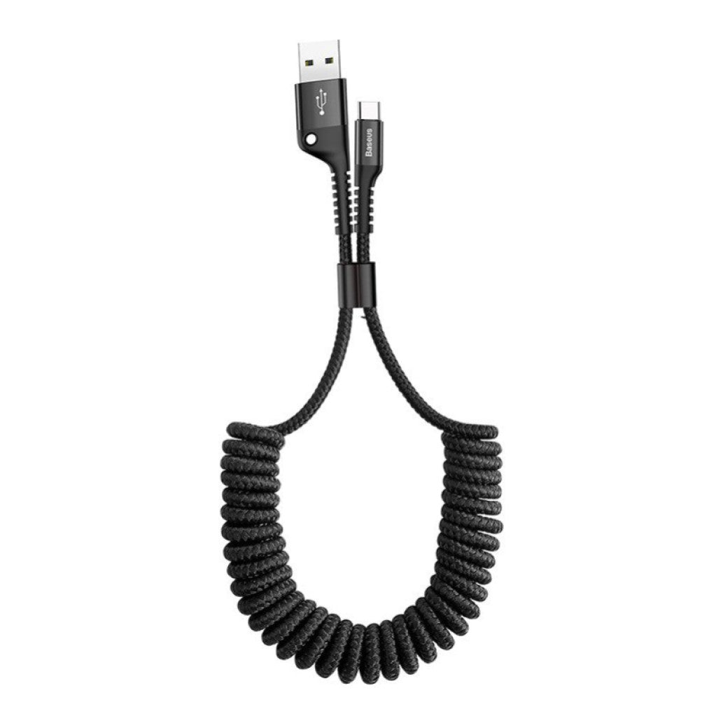 Kabel USB-C => USB-A 2.0 tekstil ovoj 1,00m 5V/2A Baseus spiralni črn (CATSR-01)