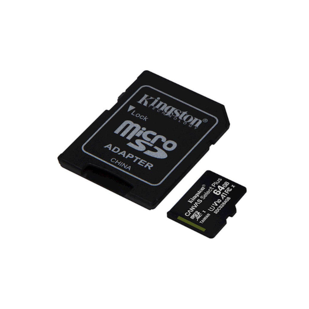 Spominska kartica microSDXC 64GB Kingston Canvas Select Plus 100MB/s/85MB/s U1 V10 UHS-I A1 +adapter (SDCS2/64GB)