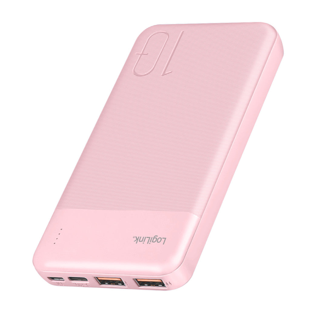 Prenosna baterija Logilink 10.000mAh 22,5W PD 1x USB-C 2x USB-A roza (PA0419P)
