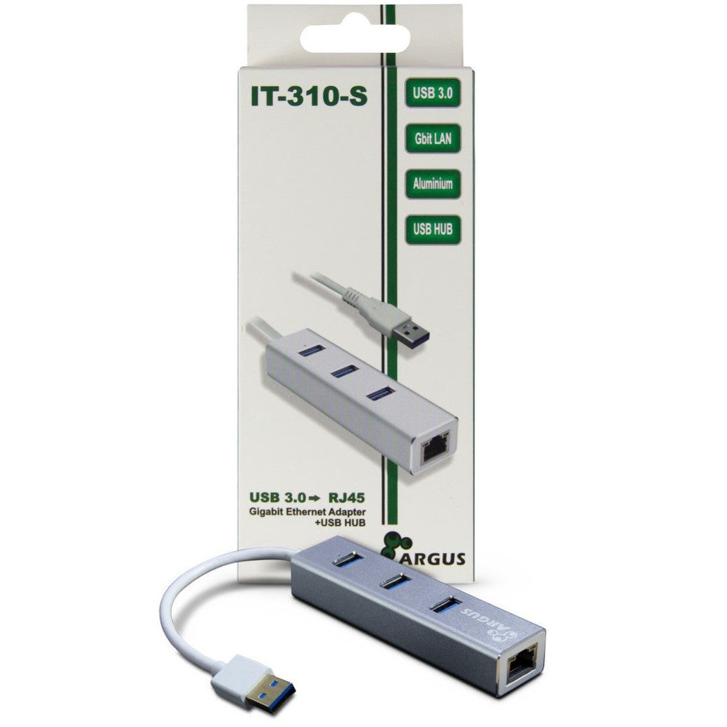 HUB USB 3.0 3portni Inter-Tech Argus IT-310 z 100/1000 Ethernet mrežnim priključkom srebrn (IT-310-S)