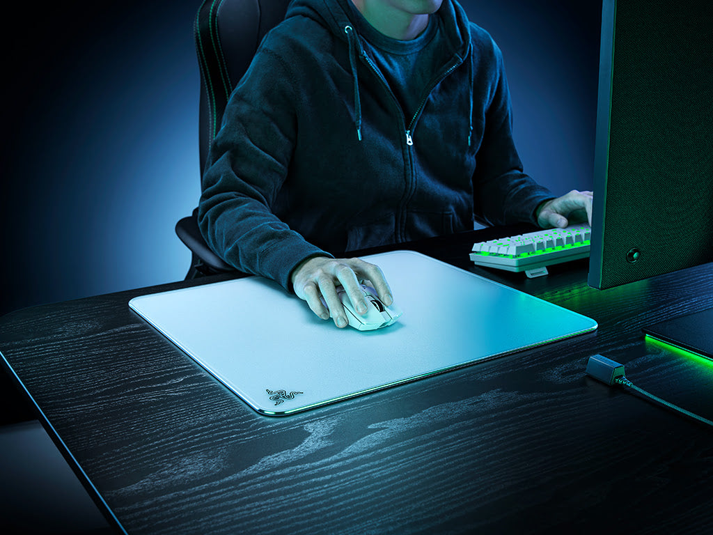 Podloga za miško Razer Atlas, kaljeno steklo, bela