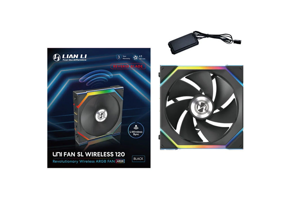 Ventilator za ohišje Lian Li UNI FAN SL Wireless 120 Reverse Blade ARGB PWM 120mm, črn