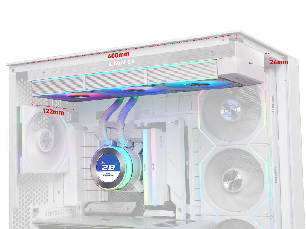 Komplet za tekočinsko hlajenje AIO Liquid Cooler Lian Li HydroShift II LCD-C 360CL, bel