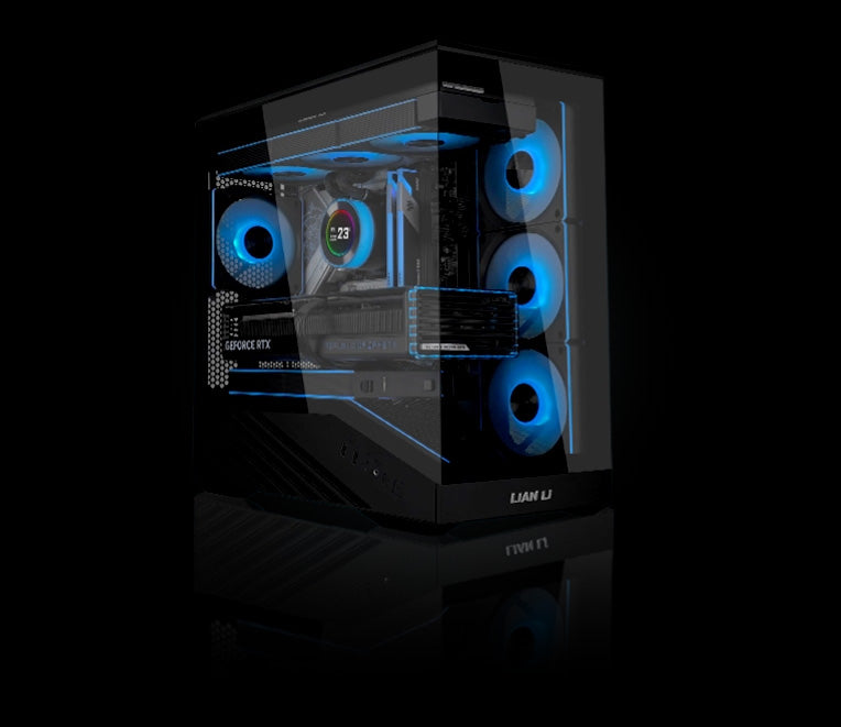 Računalniško ohišje Lian Li Vector V100 MINI, Micro-ATX, kaljeno steklo, črno