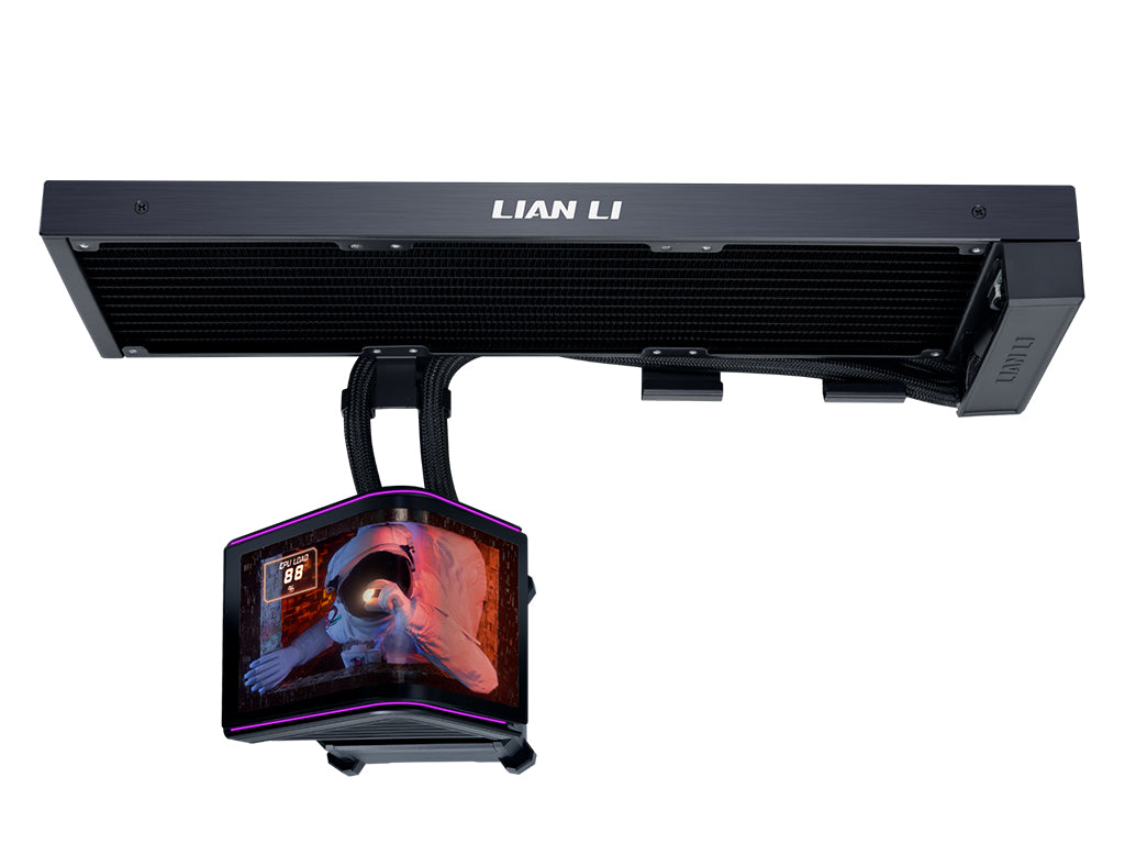 Komplet za tekočinsko hlajenje AIO Liquid Cooler Lian Li HydroShift II OLED Curved 360 Fanless, črn