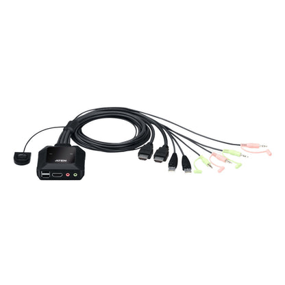 Podatkovni preklopnik Aten AUTO 2:1 4K HDMI/USB/AVDIO s kabli CS22H Aten