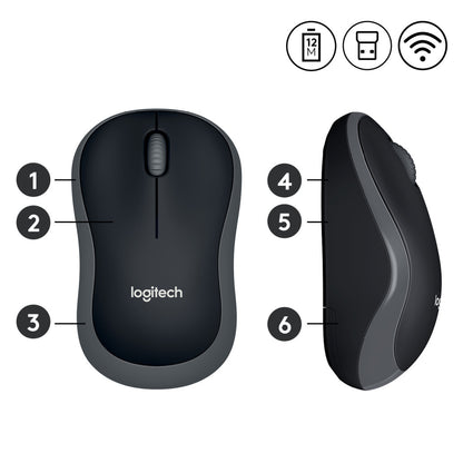 Miš Logitech brezžična M185 za notesnike siva nano (910-002235)