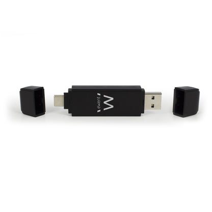Zunanji čitalec kartic Ewent USB 3.1 USB-C za SD microSD črn (EW1075)