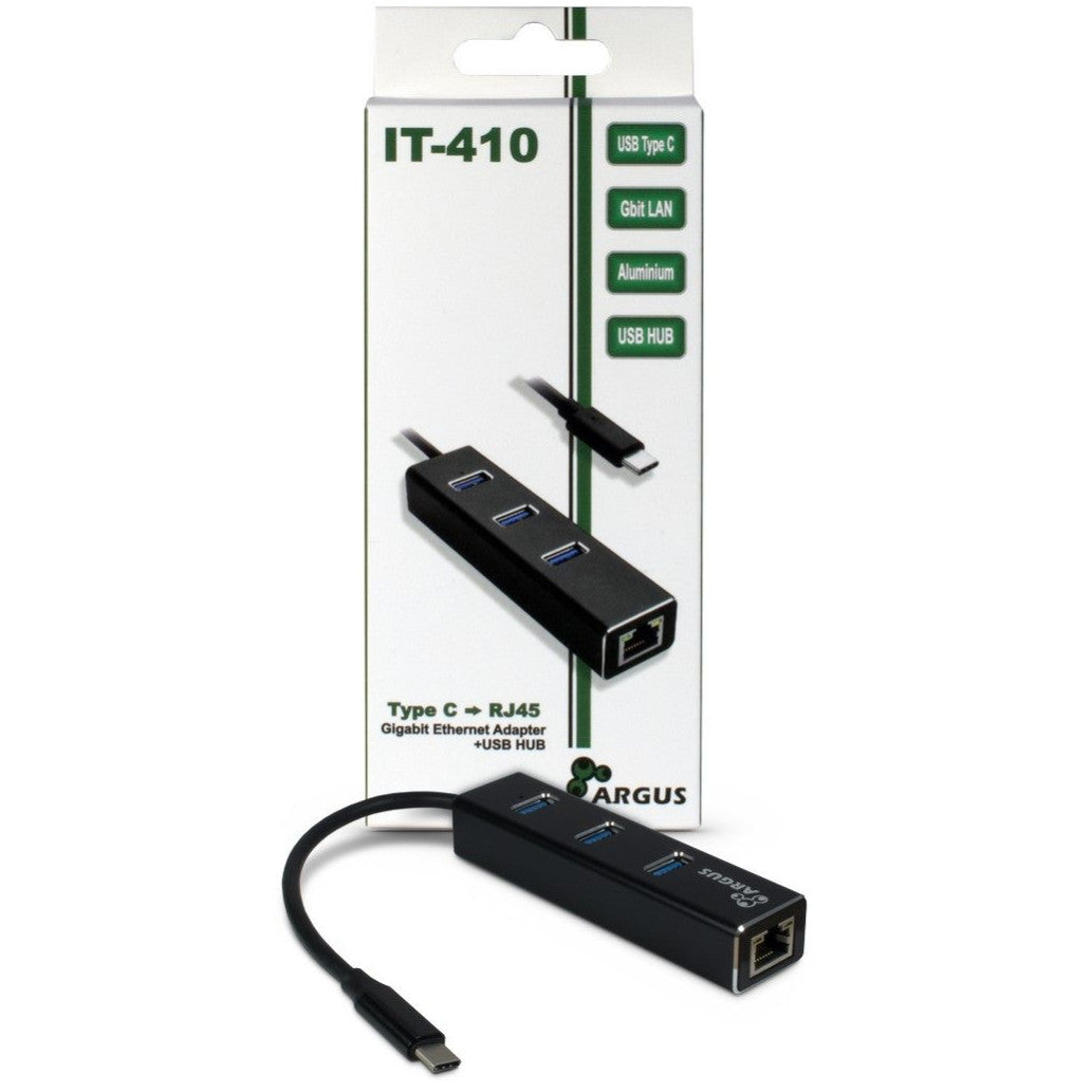 HUB USB-C => 3xUSB3.0 LAN RJ45 100/1000 Inter-Tech Argus IT-410 (88885440)
