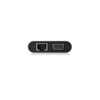 Priklopna postaja USB-C => 3x USB tip A 1xUSB-C PD 100W 1x HDMI 1x VGA 1x RJ45 1x 3,5mm avdio 1x čitalec kartic SD/microSD Icybox (IB-DK4040-CPD)