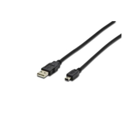 Kabel USB A => B Mini 5pin 3,0m dvojno oklopljen črn Digitus (AK-300108-030-S)