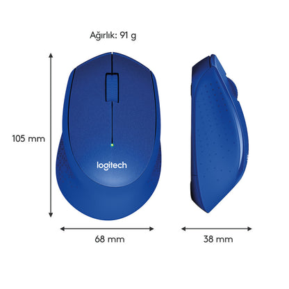 Miš Logitech brezžična optična M330 modra silent plus (910-004910)
