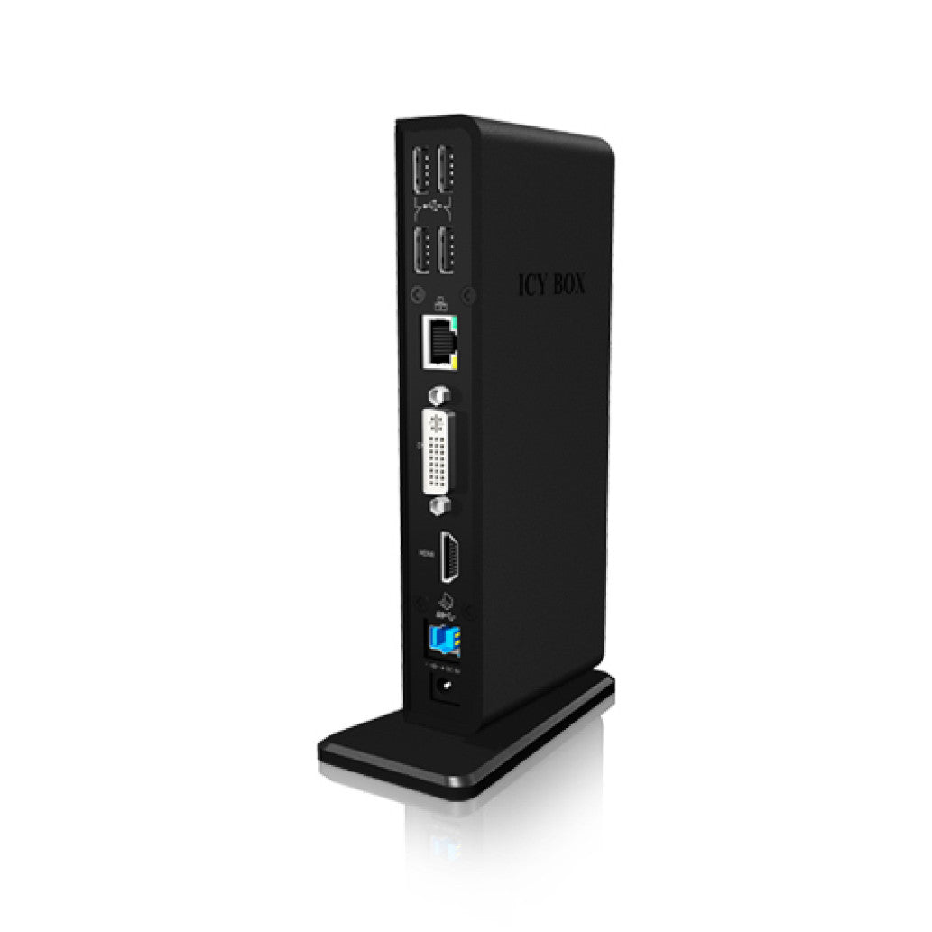 Priklopna postaja USB-A =>Icy Box IB-DK2241AC HDMI DVI 4xUSB2.0, 3xUSB3.0 1xLAN 2x3,5mm (20850)