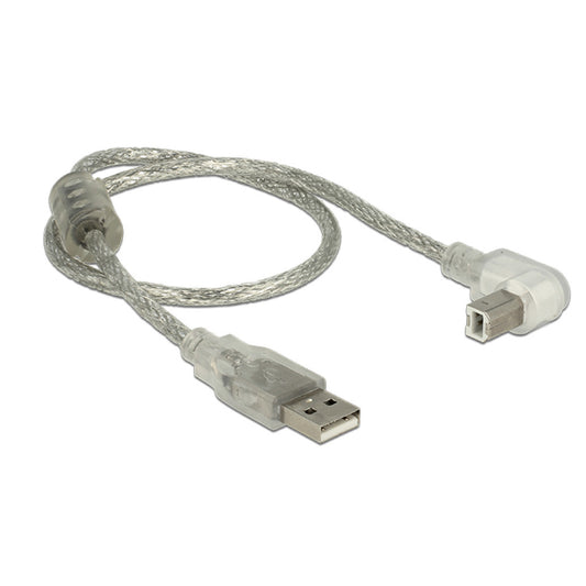Kabel USB 2.0 A=>B 0,5m Delock dvojno pklopljen kotni