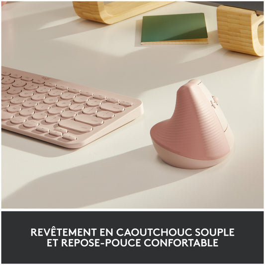 Miš brezžična + Bluetooth Logitech Lift Vertical za desničarje 4000DPI ergonomična roza (910-006478)