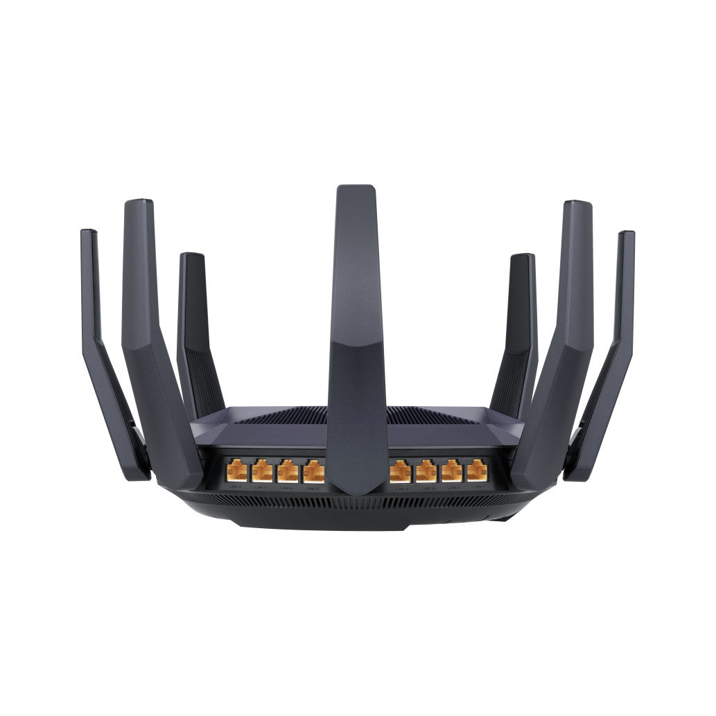 Usmerjevalnik brezžični Asus RT-AX89X WiFi6 802.11ax AX6000 4804Mbit/s MU-MIMO OFDMA MESH dualband 3G/4G USB dongle 8xLAN 1xLAN/WAN10GB 1xSFP+ (90IG04J1-BM3010)