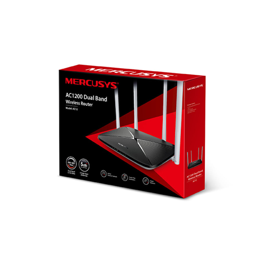 Usmerjevalnik brezžični MERCUSYS WiFi5 802.11ac AC1200 867Mbit/s Dualband 4xLAN 4x antena (AC12)