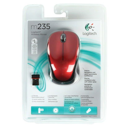 Miš  Logitech NoteBook Brezžična M235 optična nano rdeča (910-002496)