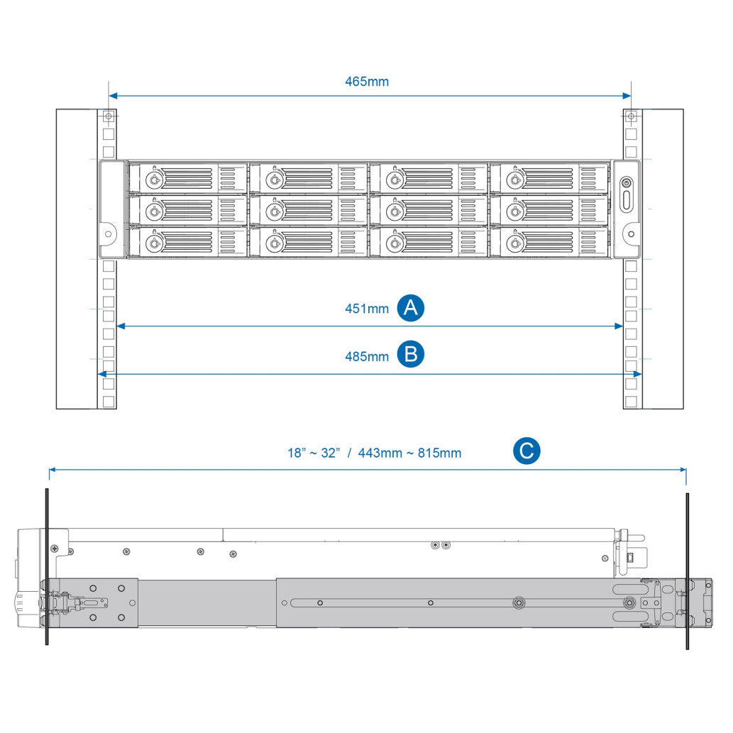 Vodila QNAP rail kit (sanke) za 2U NAS-e