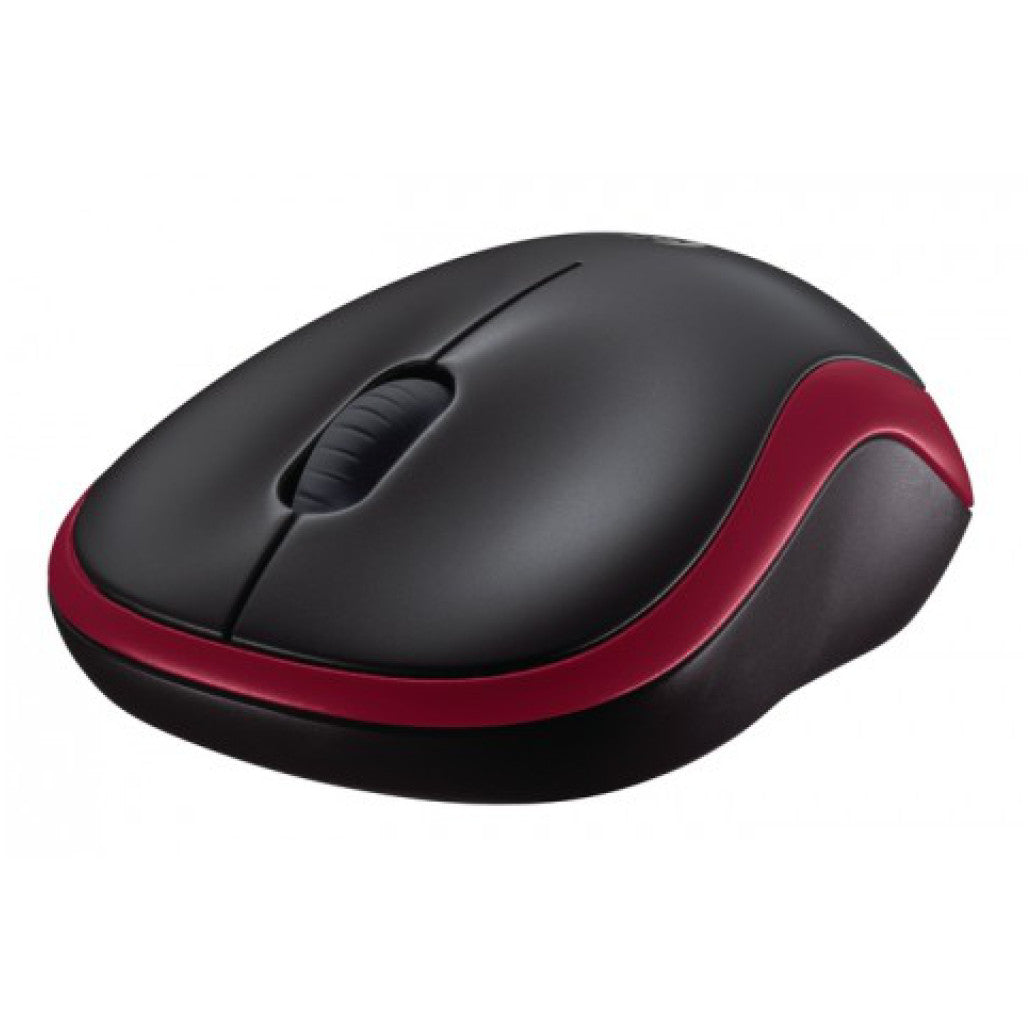 Miš Logitech brezžična M185 za notesnike rdeča nano (910-002240)