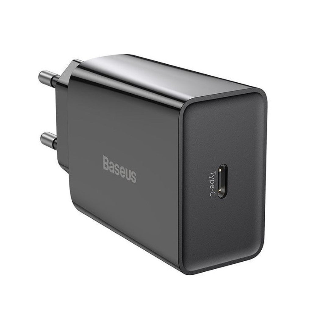 Hišni polnilec 100-240V => 1x USB-C 20W Baseus črn (CCFS-SN01)
