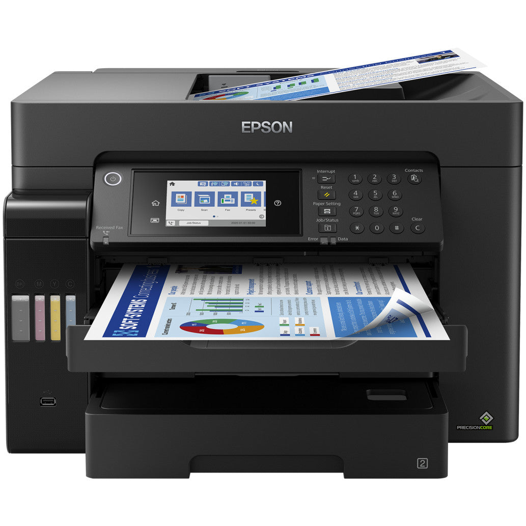 Tiskalnik multifunkcijski brizgalni barvni Epson EcoTank Office Pro A3 15160 A3 duplex tisk duplex skeniranje faks USB LAN WiFi 25ppm (C11CH71402)
