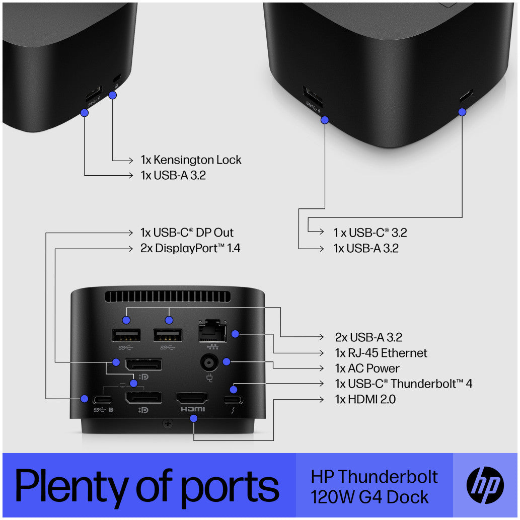 Priklopna postaja USB-C => HP Dock Thunderbolt 4 Dock G4 2xDisplayPort HDMI 4xUSB3.2 USB-C 120W RJ45 - (4J0A2AA#ABB)