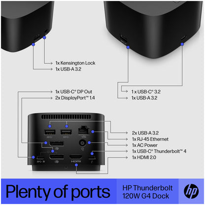 Priklopna postaja USB-C => HP Dock Thunderbolt 4 Dock G4 2xDisplayPort HDMI 4xUSB3.2 USB-C 120W RJ45 - (4J0A2AA#ABB)
