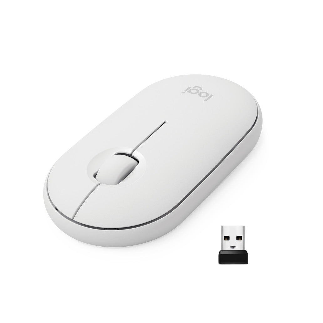Miš Logitech brezžična + Bluetooth optična M350 bela Pebble (910-005716)