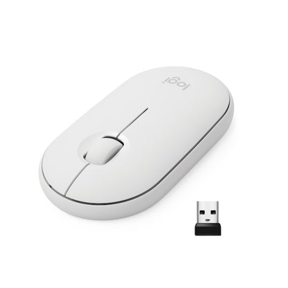 Miš Logitech brezžična + Bluetooth optična M350 bela Pebble (910-005716)