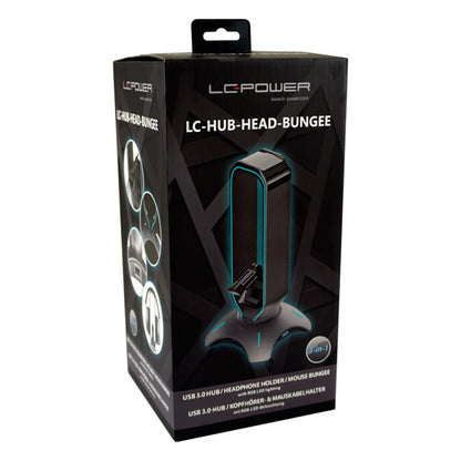 Držalo LC Power za slušalke in bungee za miško RGB