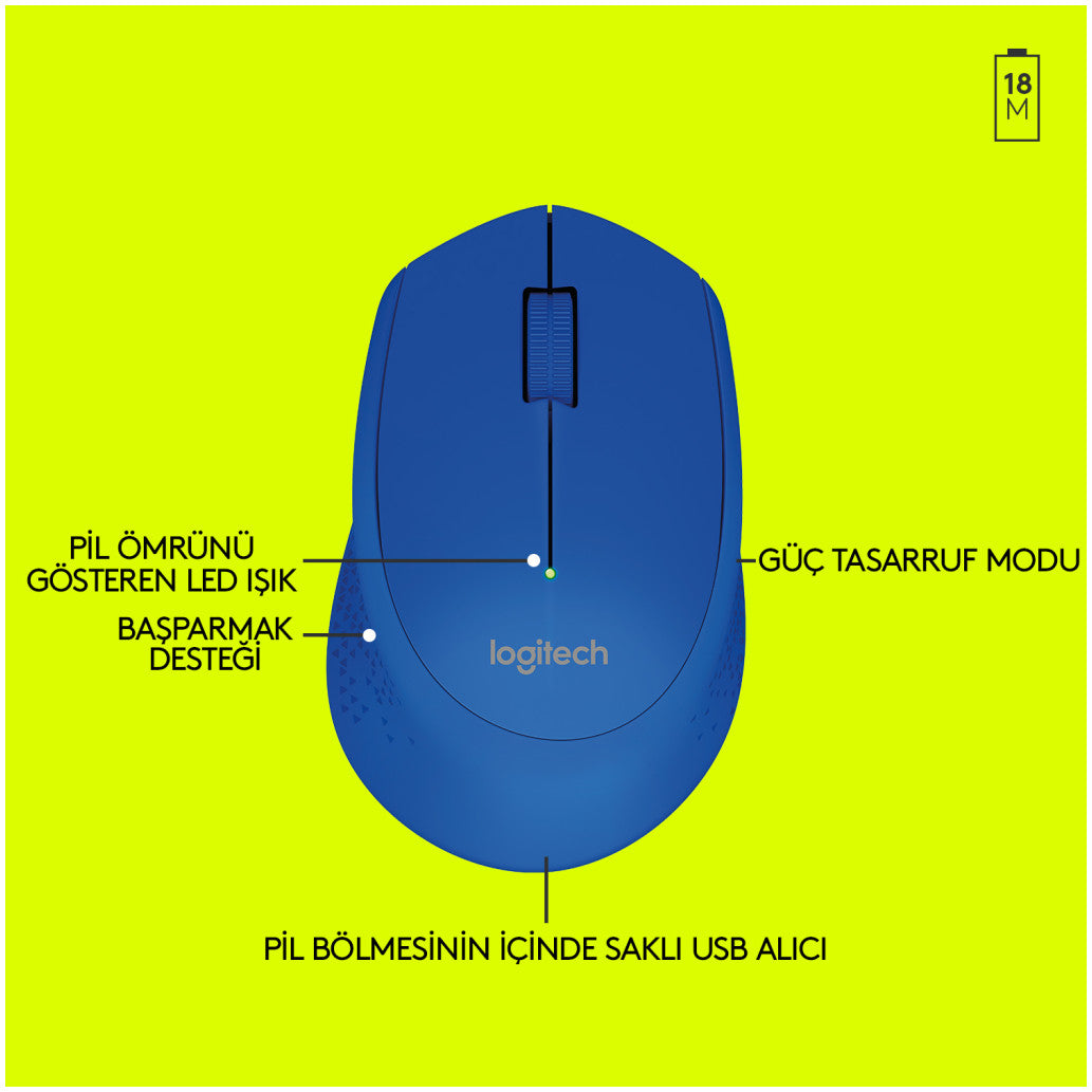 Miš Logitech brezžična optična M280 modra (910-004290)
