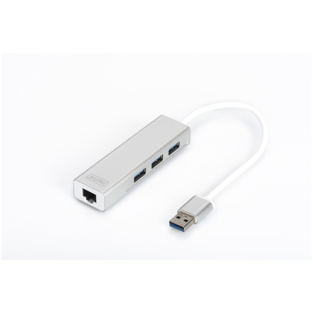 HUB USB 3.0 3portni Digitus z 100/1000 Ethernet mrežnim priključkom