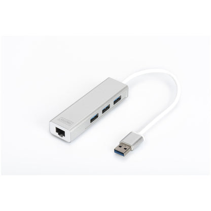 HUB USB 3.0 3portni Digitus z 100/1000 Ethernet mrežnim priključkom