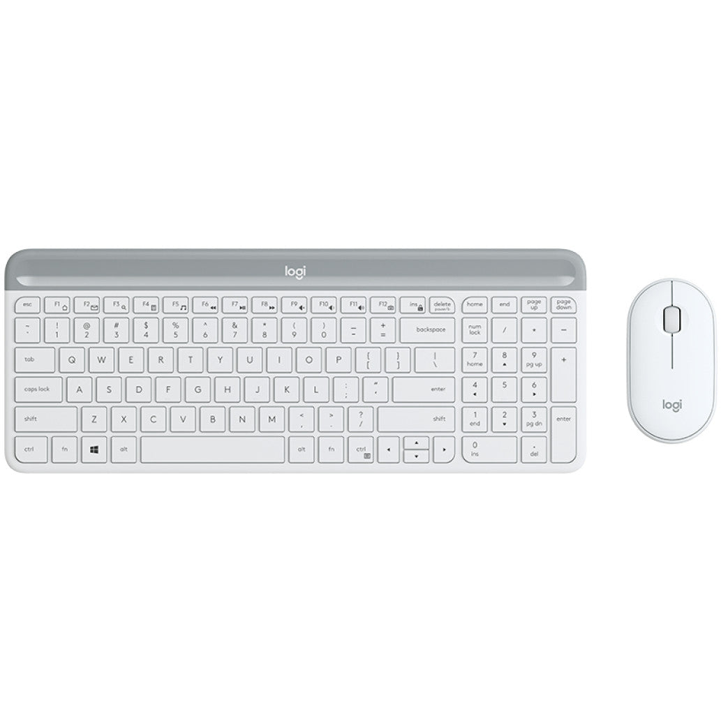 Tipkovnica in miš Logitech brezžična MK470 Combo US international bela SLO gravura (920-009205)