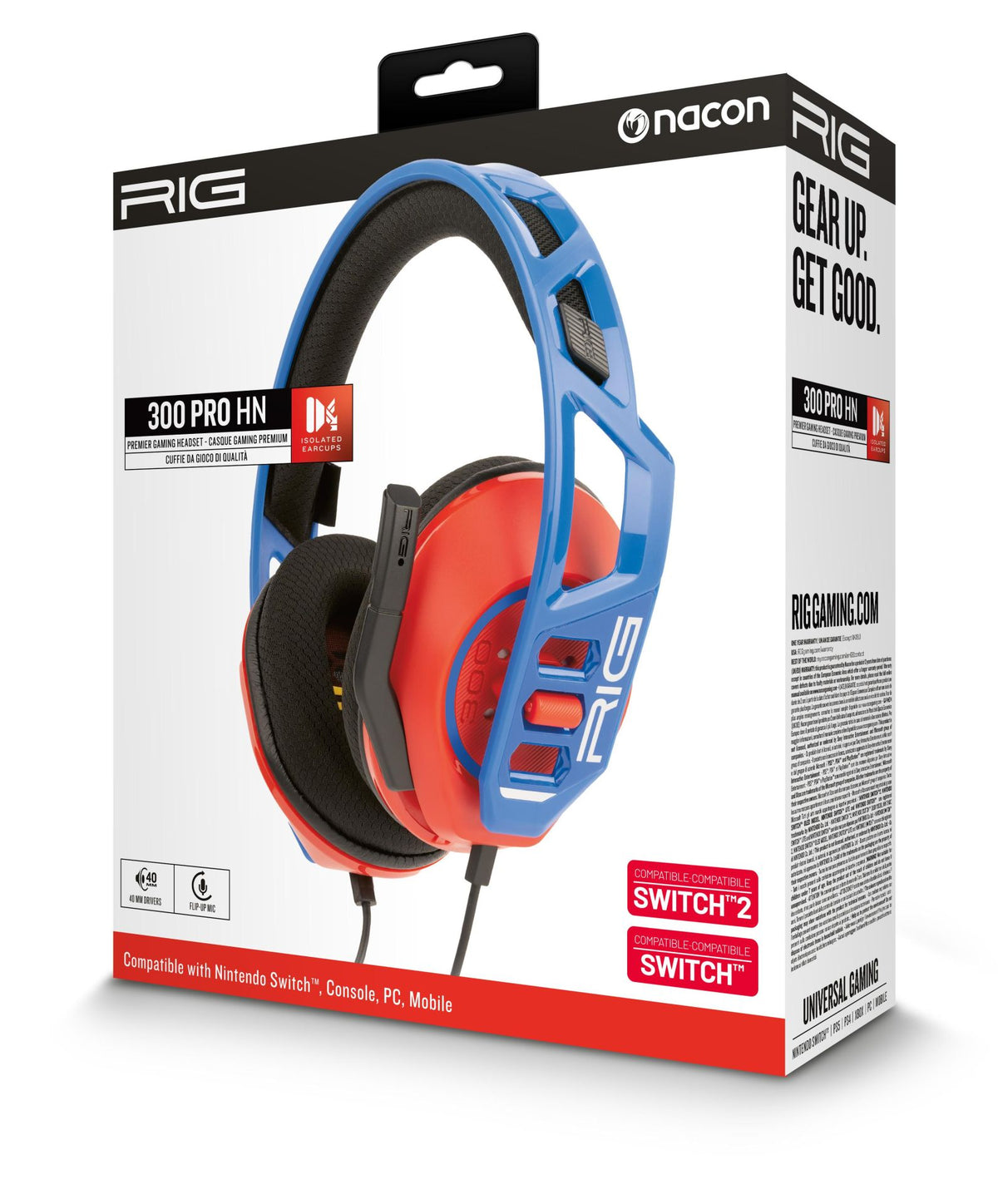 NACON HEADSET RIG 300 PRO SWITCH 2 žične slušalke redeče modre barve