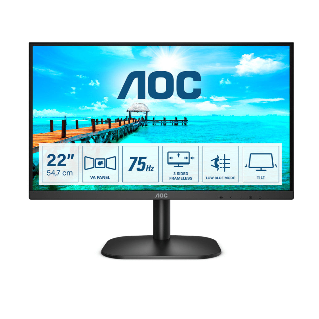 Monitor AOC 54,6 cm (21,5") 22B2H 1920x1080 VA 6,5ms VGA HDMI 3H sRGB98%