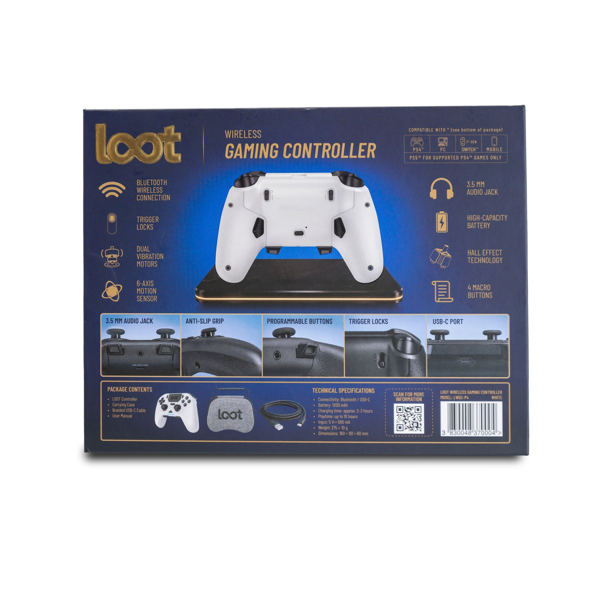 LOOT BREZŽIČNI KONTROLE ZA PS4/SWITCH/PC/MOBILE - BELE BARVE