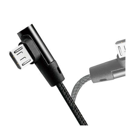 Kabel USB A => B micro tekstil ovoj 1,00m 90° (za mobitele) LogiLink črn (CU0142) EOLS-P