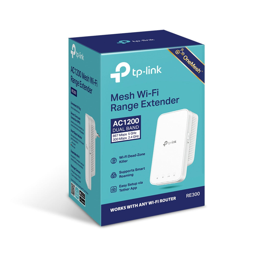 Razširitev brezžičnega omrežja TP-Link WiFi5 802.11ac AC1200 867Mbit/s MESH 2x notranja antena (TPLNC-RE300)