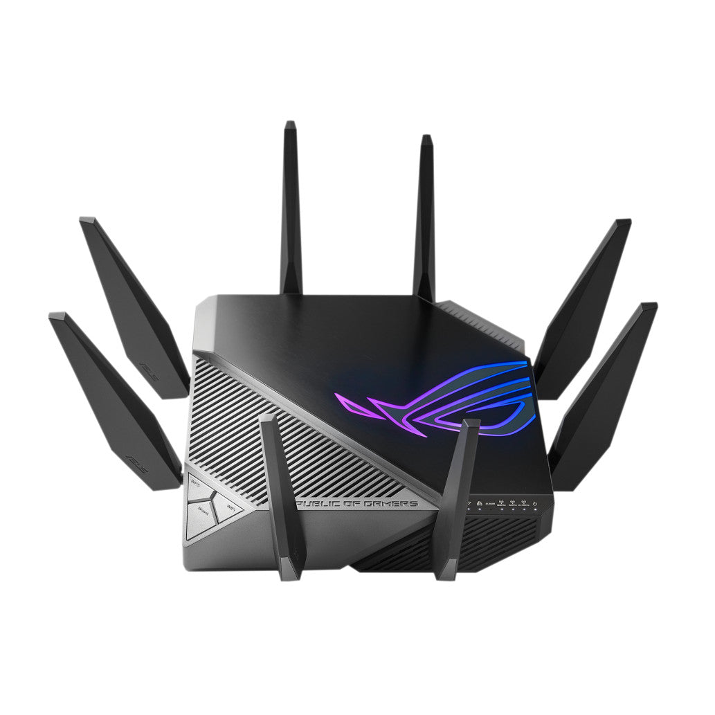 Usmerjevalnik brezžični Asus ROG Rapture GT-AXE11000 WiFi6E 802.11ax AX11000 4804Mbit/s 5G MESH OFDMA triband 1xLAN/WAN2,5GB 4xLAN 8x antena (90IG06E0-MO1R00)